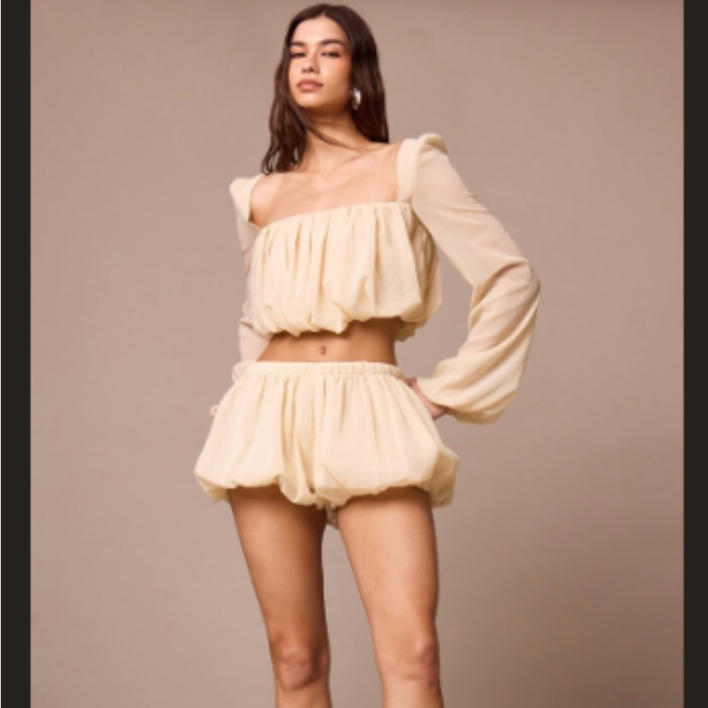 PrettyLittleThing Cream Skirt Set